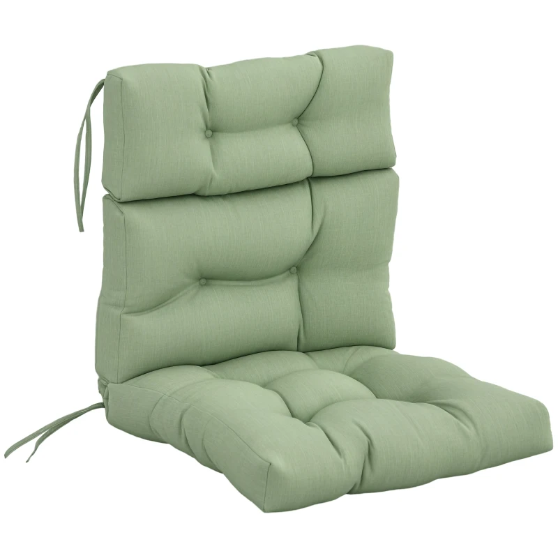 Outsunny Outdoor Patio Chair Seat/Back Chair Cushion Replacement, Tufted Pillow with Thick Filling and String Ties, Light Green