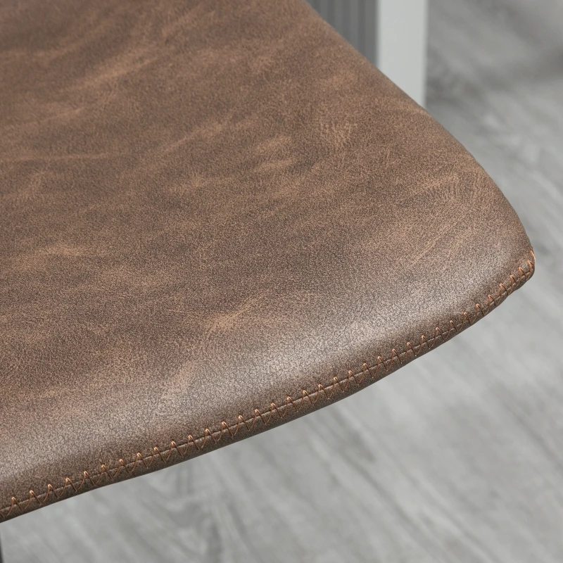 HOMCOM Adjustable Counter Height Bar Stools Set of 2, 360° Swivel Kitchen Counter Stools Dining Chairs with Backs, Vintage Leather, Brown