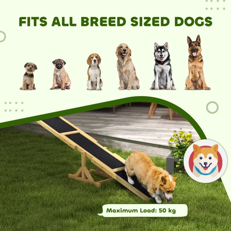 PawHut Wooden Dog Agility Seesaw for Training and Exercise, Yellow