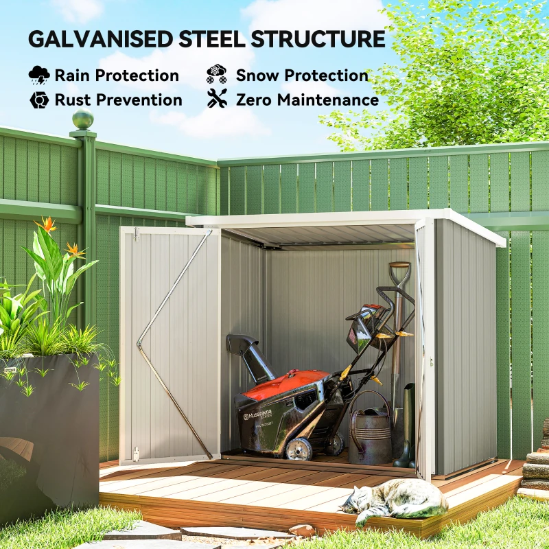 Outsunny 5' x 3' Metal Garden Storage Shed, Tool House with Double Doors for Backyard, Patio, Lawn