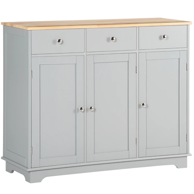 HOMCOM Modern Sideboard, Buffet Cabinet with Storage Cabinets, Drawers and Adjustable Shelves for Living Room, Grey