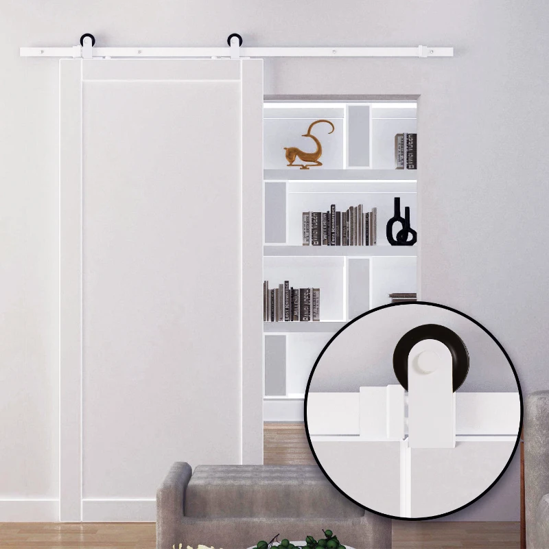 HOMCOM 6' Rustic Interior Sliding Barn Door Mounting Hardware Kit - White