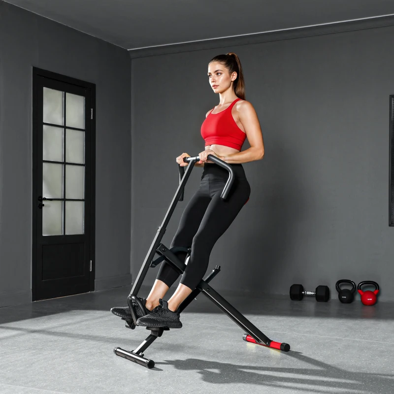 Soozier Foldable Squat Machine for Home Gym, Glute Workout Equipment for Arm, Leg and Glute Training, Red