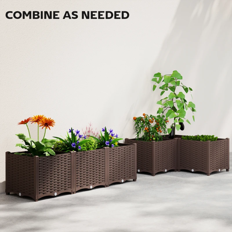 Outsunny Plastic Raised Garden Bed with Legs, Self Watering Elevated Planter Boxes with Drainage Holes and Plugs