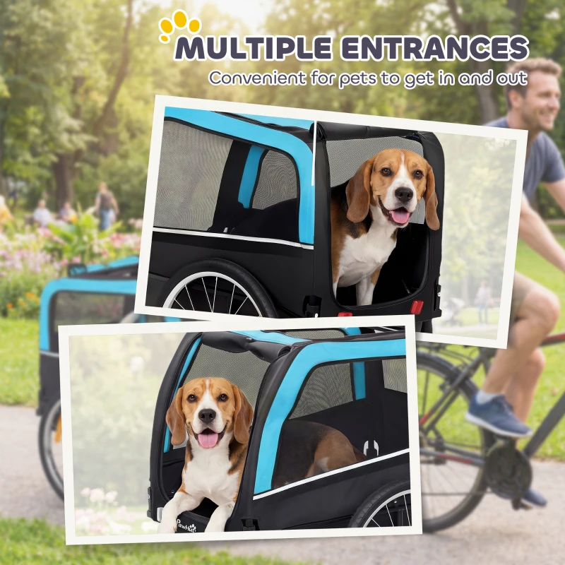 PawHut Dog Bike Trailer, Pet Cart Bicycle Carrier with 20" Air Tires, Quick-Release Wheels, Reflectors, Flag