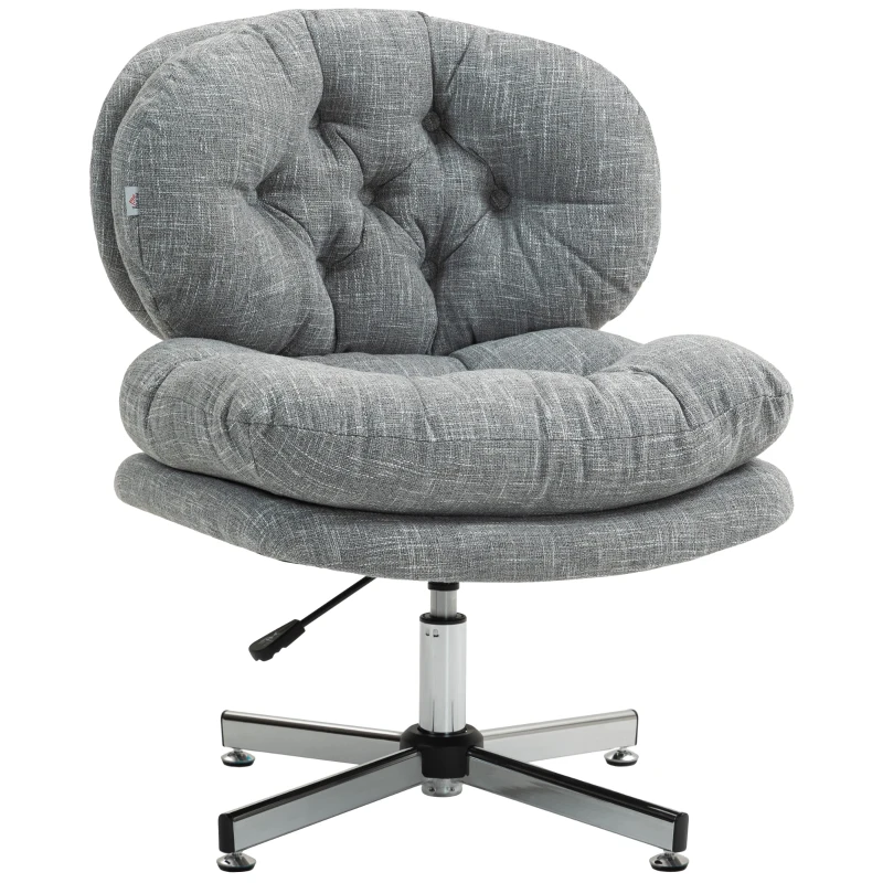 HOMCOM Computer Desk Chair, Armless Office Chair with Wide Padded Seat and Adjustable Height, Grey