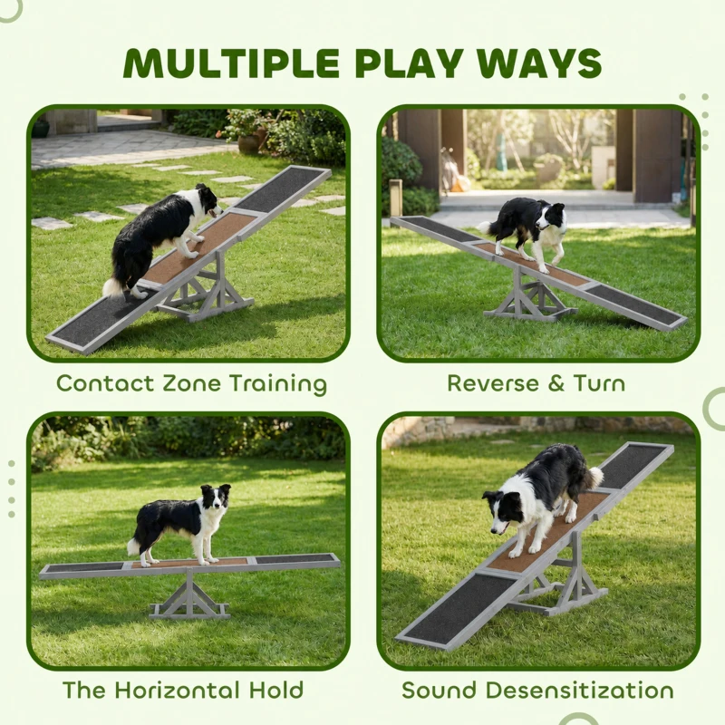 PawHut Wooden Dog Agility Seesaw for Training and Exercise, Gray