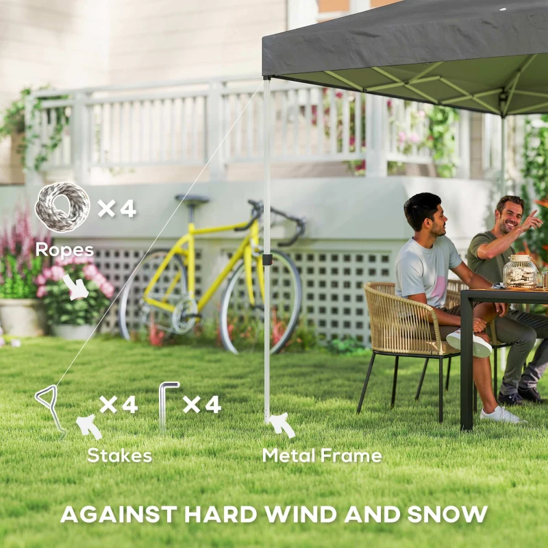Outsunny Pop Up Canopy Waterproof Canopy Tent with Carrying Bag for Parties Garden BBQs 9.8' x 9.8', Dark Grey