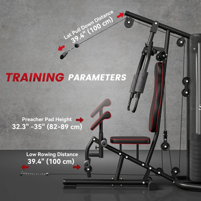 Soozier Home Gym, Multifunction Gym Equipment with 100Lbs Weight Stack for Back, Chest, Arm, Leg and Full Body Workout