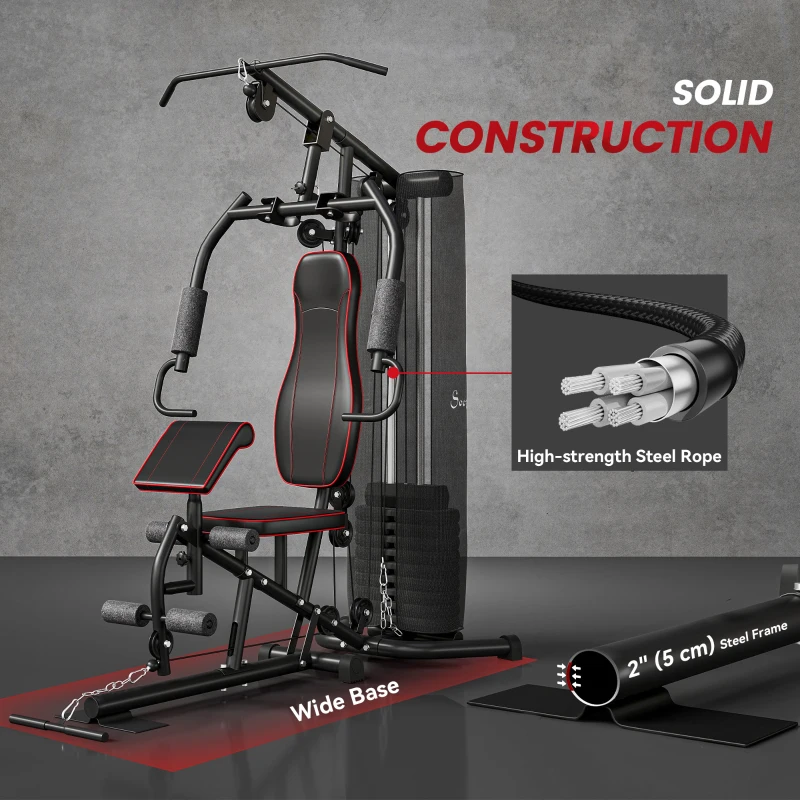 Soozier Home Gym, Multifunction Gym Equipment with 100Lbs Weight Stack for Back, Chest, Arm, Leg and Full Body Workout