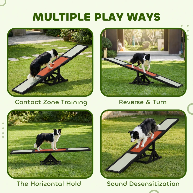 PawHut Wooden Dog Agility Seesaw for Training and Exercise, Black