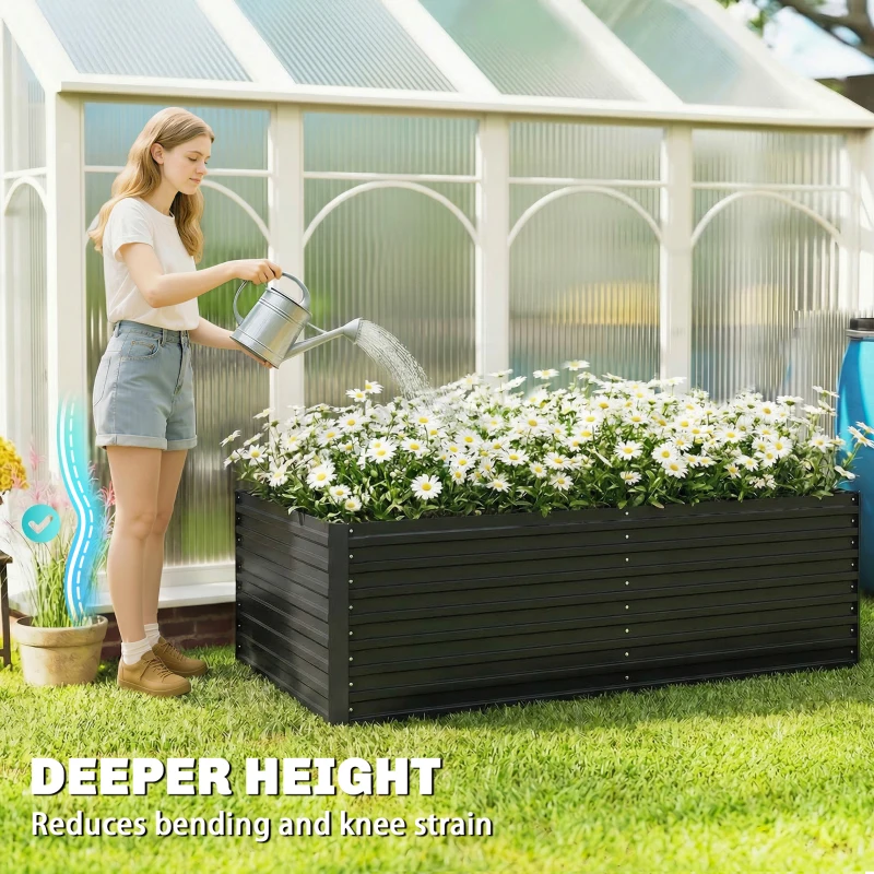 Outsunny 6' x 3' x 2' Raised Garden Bed, Set of 2 Galvanized Planter Box for Vegetables, Flowers, Herbs, Dark Grey