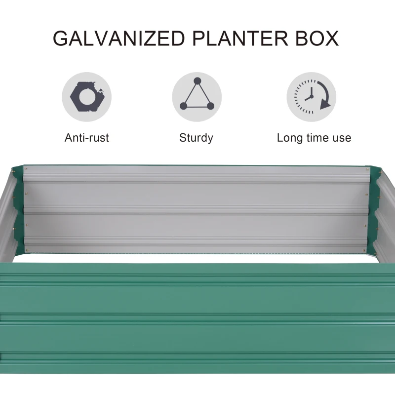 Outsunny 4' x 4' x 1' Raised Garden Bed Galvanized Steel Planter Box for Vegetables, Flowers, Herbs, Green