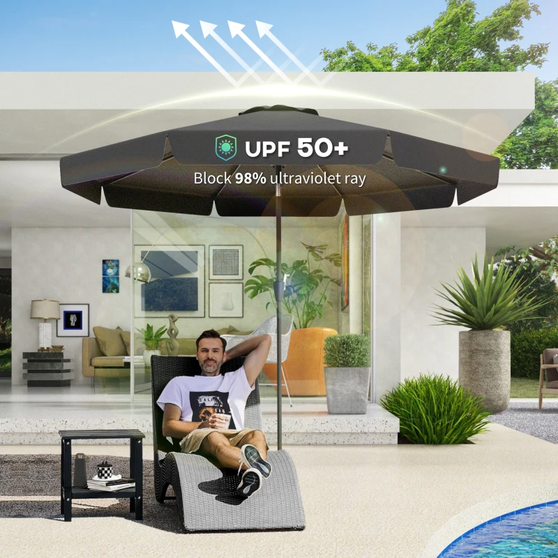 Outsunny 8.5 ft Outdoor Market Table Umbrella, Round Patio Umbrella with Tilt and Crank for Garden, Backyard, Deck, Black