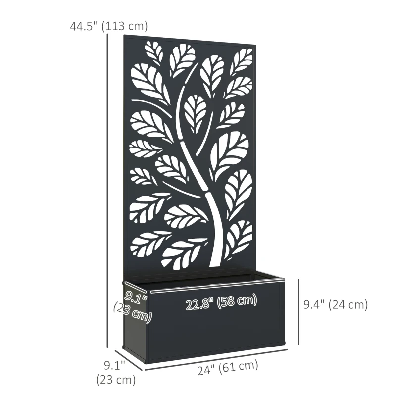 Outsunny Metal Raised Garden Bed with Privacy Panel, Freestanding or Wall Mounted Outdoor Planter Box for Garden, Patio