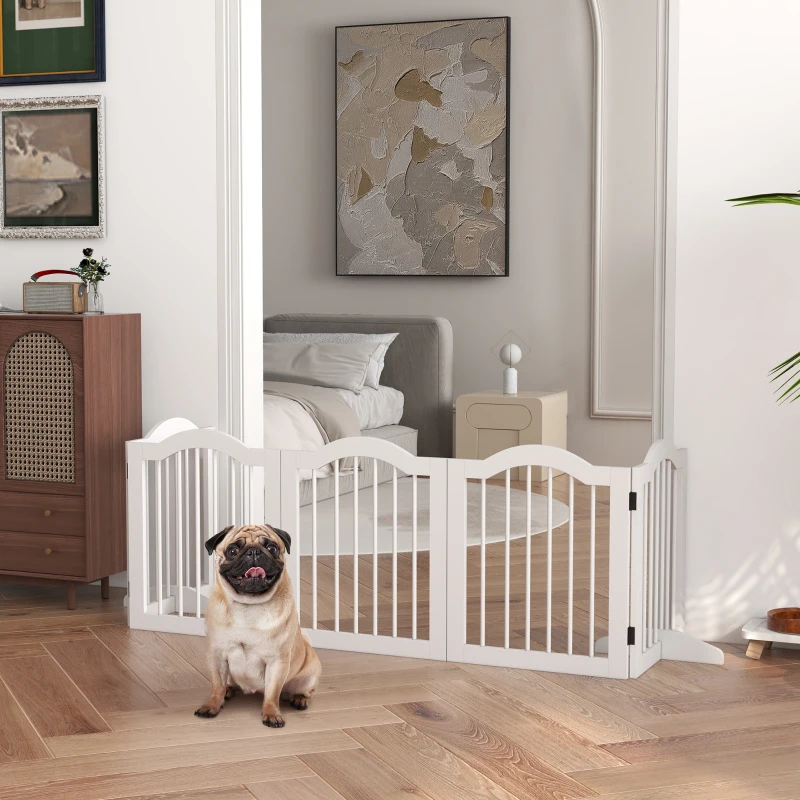 PawHut 24"H Foldable Dog Gate, 5 Panels Freestanding Pet Gate Barriers Indoor with Support Feet