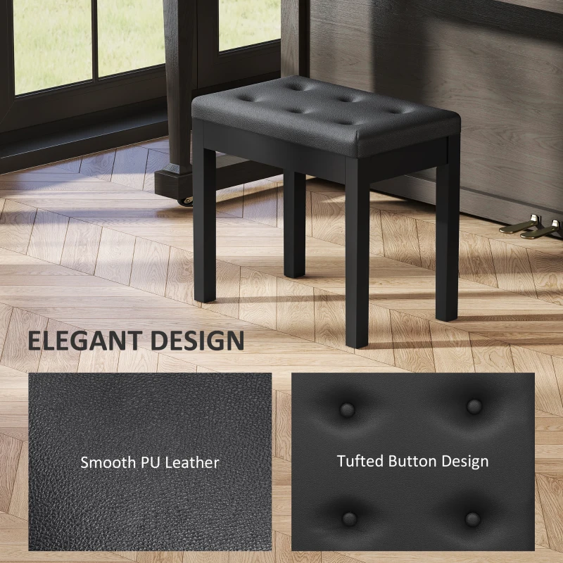 HOMCOM Faux Leather Keyboard Bench, Piano Bench with Storage and Padded Cushion, Black