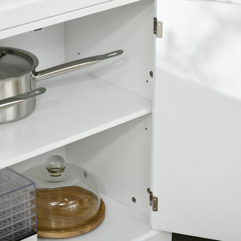 HOMCOM 72" Kitchen Pantry Cabinet, Freestanding Storage Cabinet, 4-Door Cabinet with Drawer and Adjustable Shelves, White