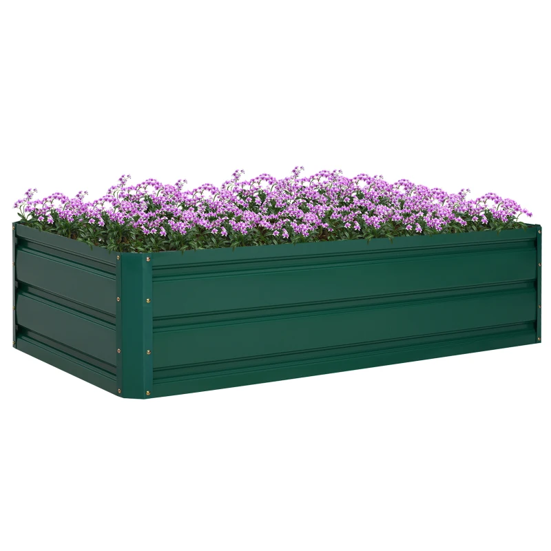 Outsunny 4' x 2' x 1' Galvanized Raised Garden Bed, Metal Garden Box with Open Bottom, Easy Assembly Outdoor Planter Box for Vegetables Flowers Herbs, Green