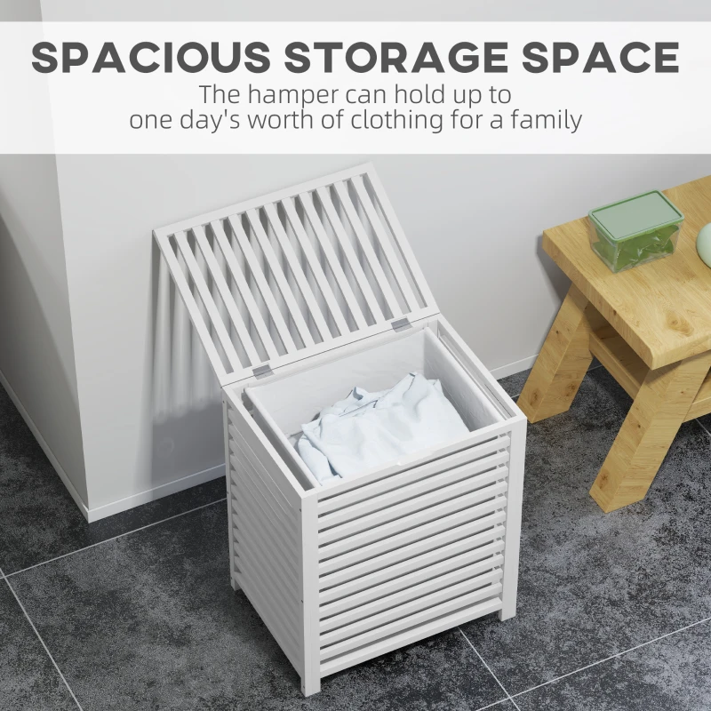 HOMCOM Laundry Basket, Laundry Hamper with Removable Liner Bag, 55L, White