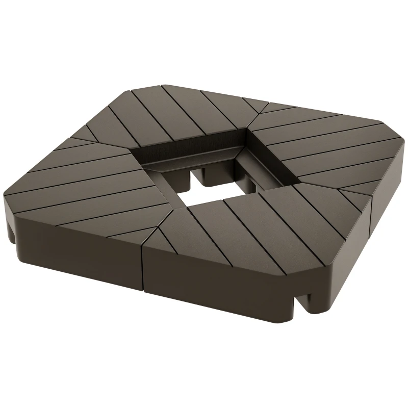Outsunny Offset Umbrella Base Outdoor Umbrella Weights, 132 lb. Capacity Water or 176 lb. Capacity Sand, Brown
