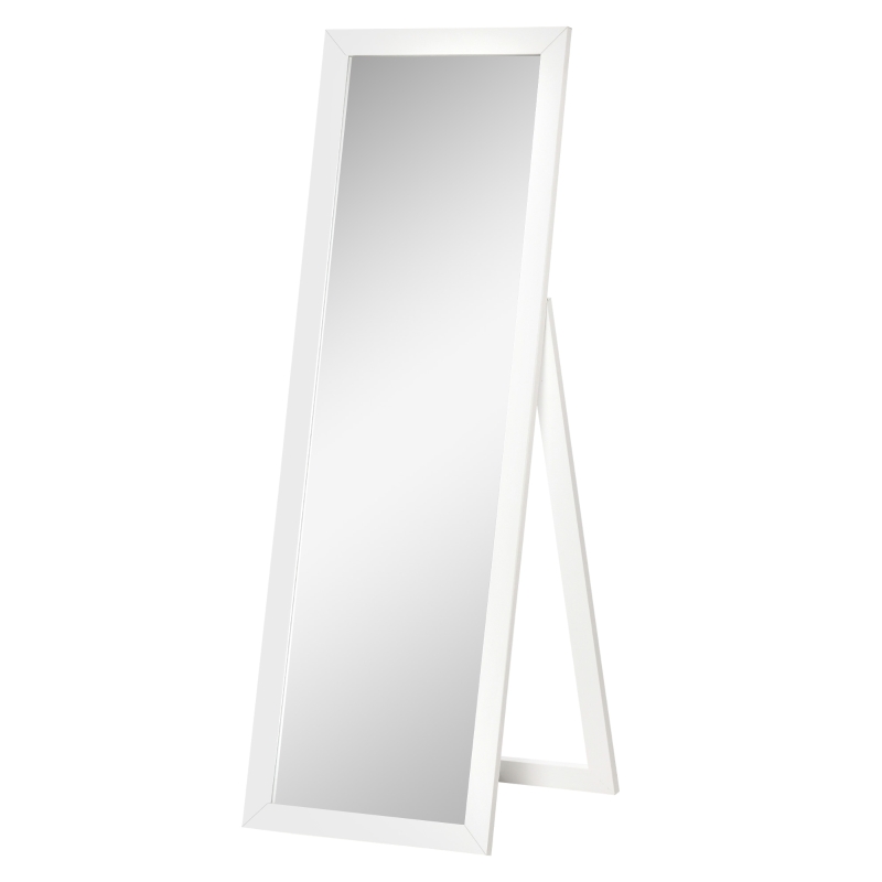 HOMCOM 58" x 20" Full Length Mirror with Frame, Floor Standing Mirror, Rectangular Full Body Mirror for Bedroom, Living Room, White