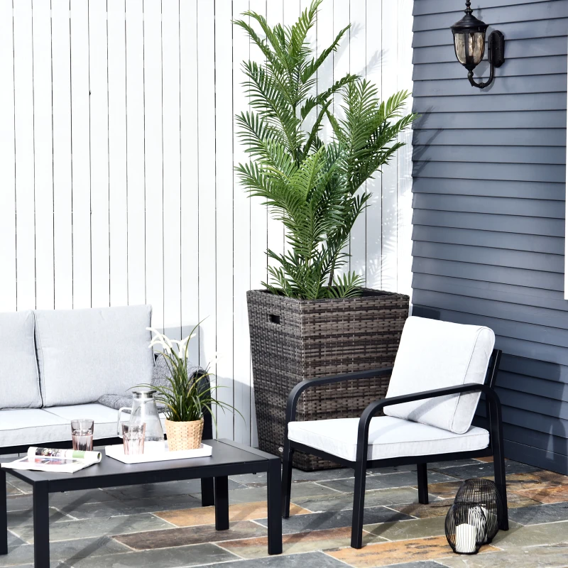 Outsunny Square PE Rattan FlowerPot Two Piece for Indoor or Outdoor Plants