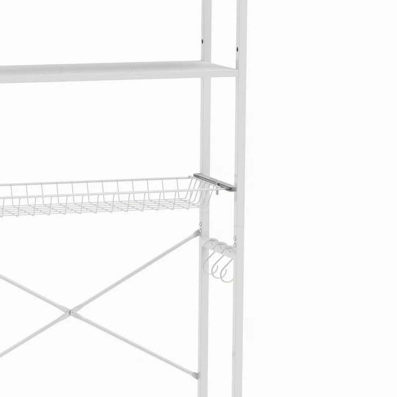 HOMCOM Over-the-Toilet Storage Shelf, 3-Tier Over-Toilet Bathroom Organizer with Adjustable Shelves and Pull-Out Basket, White