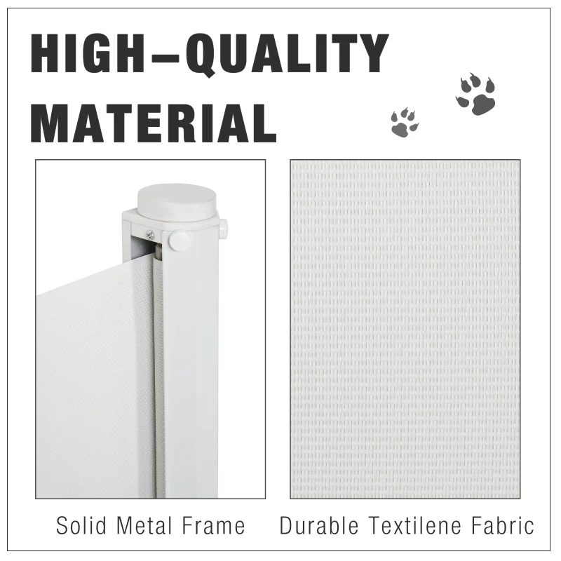 Pawhut Retractable Mesh Pet Safety Barrier Gate, Flexible and Extensible Safety Dog Gate Easy to Roll and Latch for Stairways Doorways Hallways, 45'' x 32", White