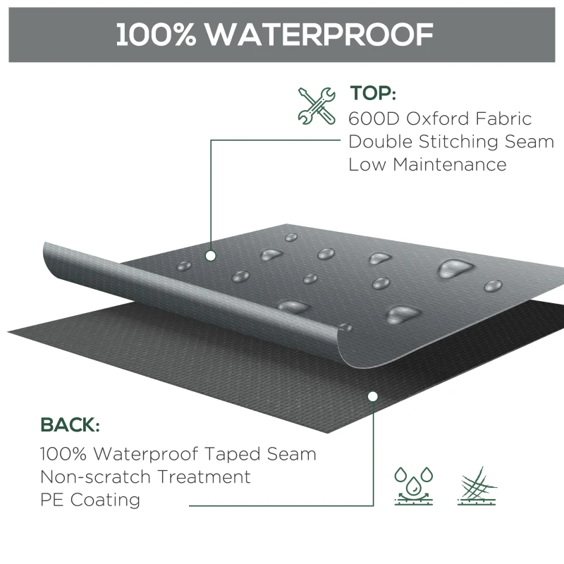 Outsunny Patio Furniture Covers Waterproof for Lounge Chair Set, 600D Heavy Duty Oxford Patio Cover, 80.7" x 75.6" x 24", Grey