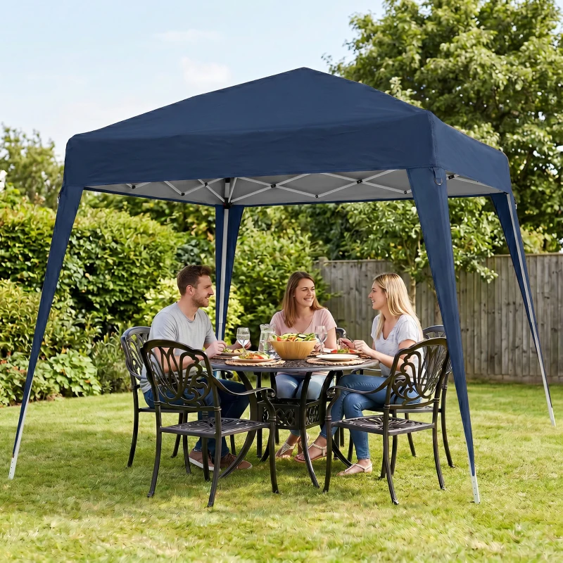 Outsunny 8' x 8' Pop Up Canopy, Outdoor Folding Tent, Portable Party Tent with Carrying Bag for Camping, Party, Picnic, Blue