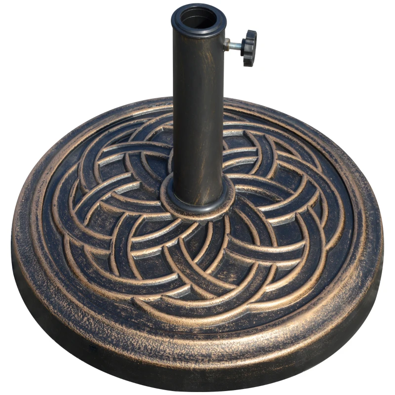 Outsunny 25 lb Heavy Duty Patio Umbrella Base, Round Market Umbrella Stand for Outdoor, Deck, Backyard, Garden, Bronze