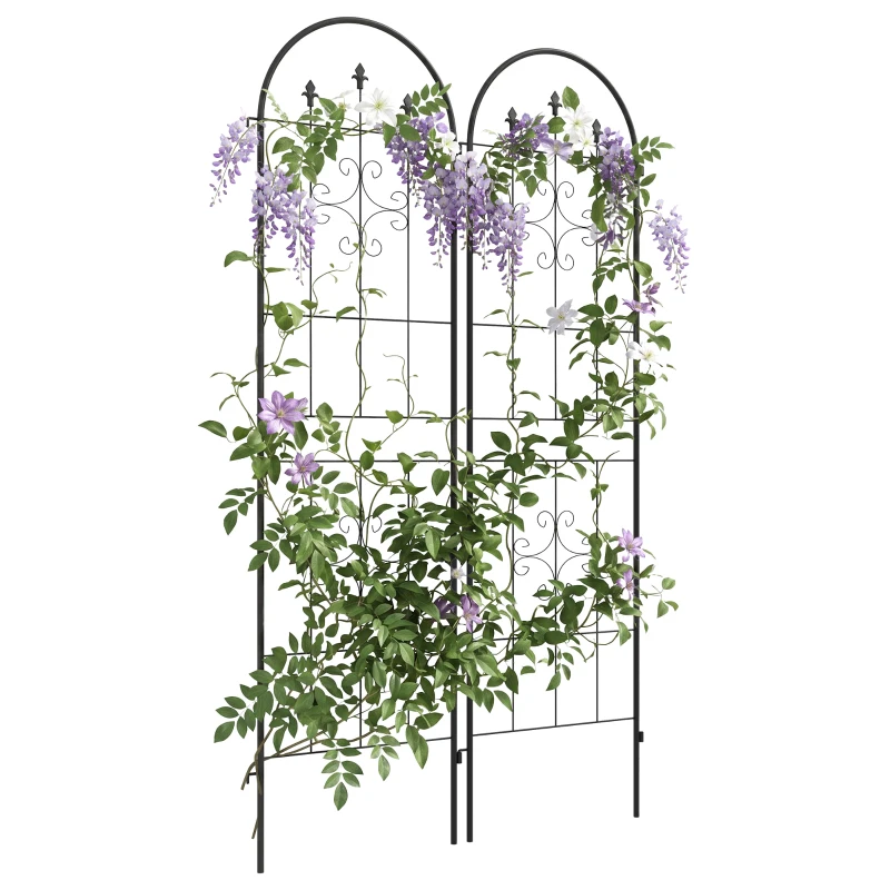 Outsunny Metal Trellis Set of 2, Garden Trellis for Climbing Plants Support Frames, Arrow Design