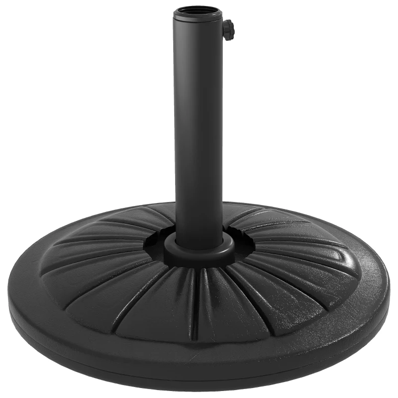 Outsunny Umbrella Base, Heavy Duty Concrete Base Holder with Steel Pole, Round Parasol Stand for Patio, Outdoor, Backyard, Black
