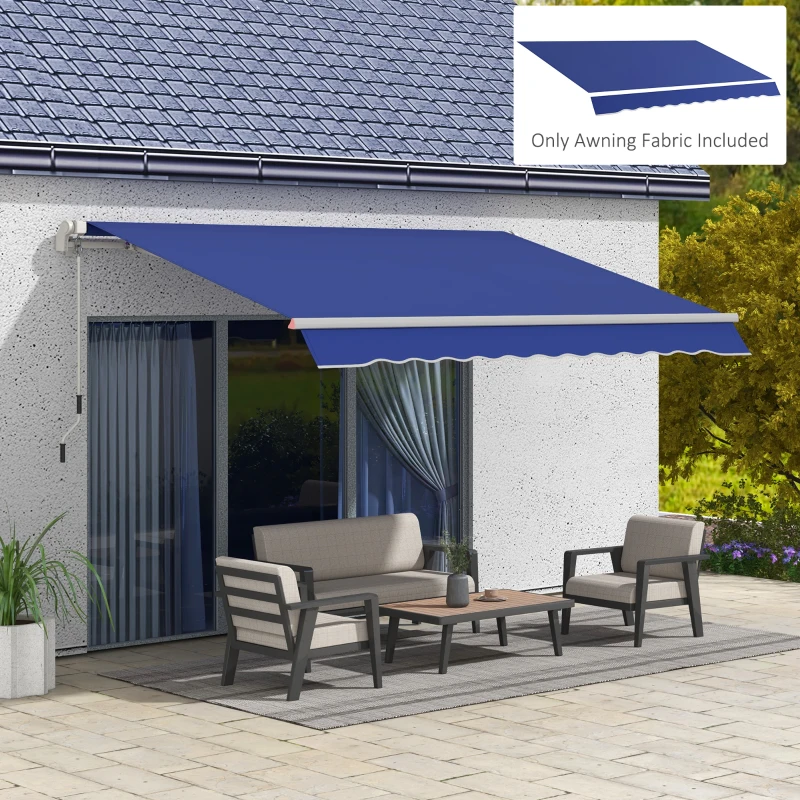Outsunny Retractable Awning Fabric Replacement for 11' x 10' Outdoor Sunshade Canopy Awning, UV Protection Cover, Navy Blue