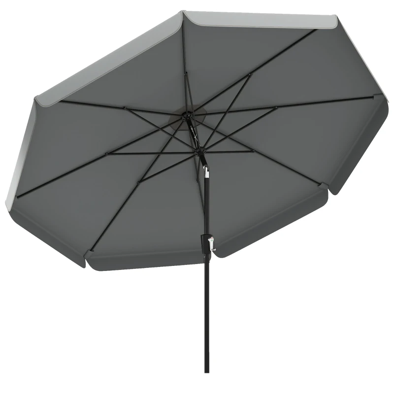 Outsunny 10 ft Patio Umbrella with Push Button Tilt and Crank, Outdoor Market Table Umbrella Parasol, Dark Grey