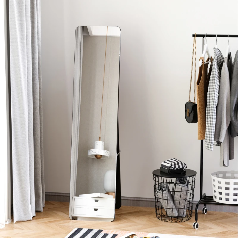 HOMCOM Full Length Mirror for Bedroom, Free Standing Dressing Mirror, Wall Mirror with Wood Frame, 15" x 61", Black
