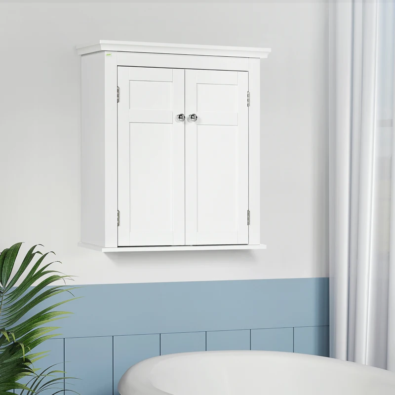 kleankin Bathroom Cabinet, Medicine Cabinet, Over Toilet Storage Cabinet with Adjustable Shelves for Entryway, White