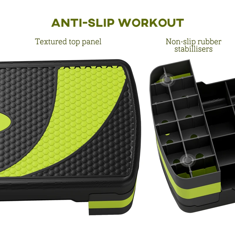 Soozier Adjustable Aerobic Stepper, Exercise Step Platform, Step Exercise Trainer, Workout Fitness Yoga Risers, 4"-6"-8", Green
