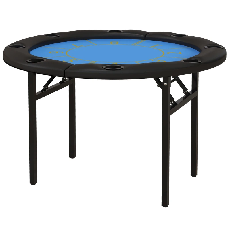 Soozier Foldable Poker Table Blackjack Texas Holdem Poker Game Table with Cup Holders, 47" Round, Black