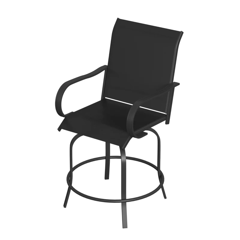 Outsunny Outdoor Bar Stools Set of 2, 360° Swivel Bar Height Chairs, 26.8" x 29.5" x 48.4", Black