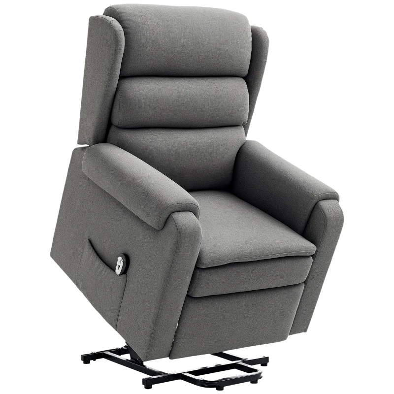 HOMCOM Lift Chair for Elderly, Power Chair Recliner with Footrest, Remote Control, Side Pockets for Living Room, Grey