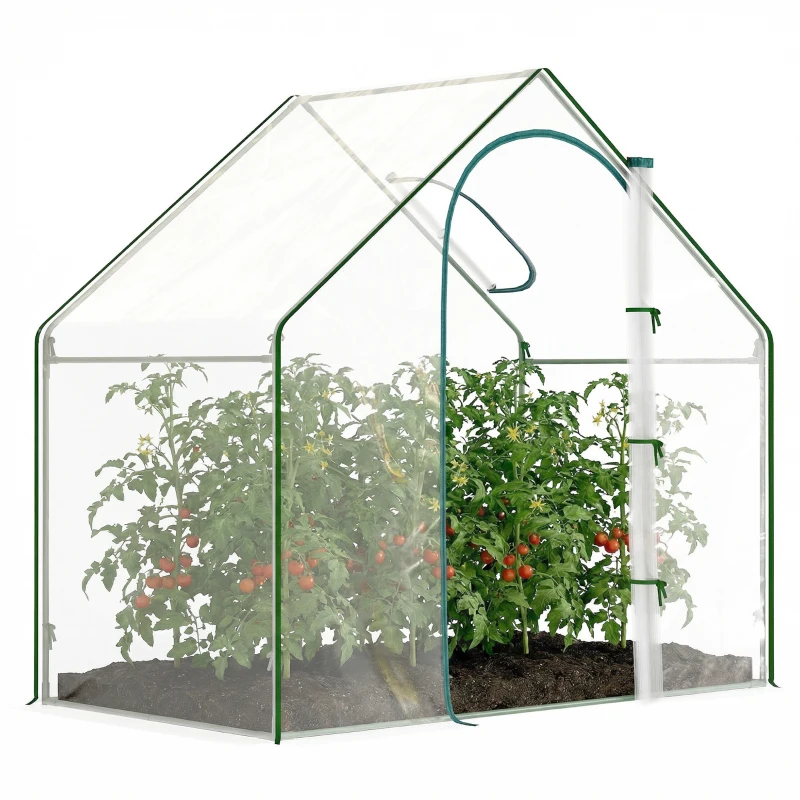 Outsunny 6'x3.3'x5.5' Walk-in Garden Greenhouse with Door and Window, Portable Mini Greenhouse for Plants Flowers Herbs, Steel Outdoor Hot House Growing Tent, Clear Plastic Cover