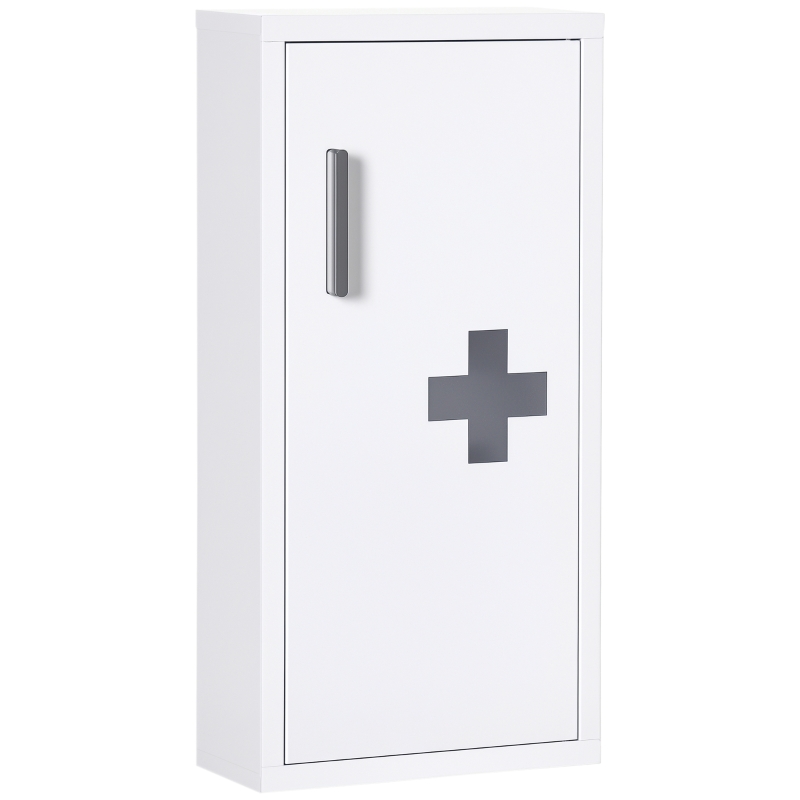 kleankin Wall Mount Medicine Cabinet Bathroom Cabinet with 2 Shelves, Steel Frame and Magnetic Door, White