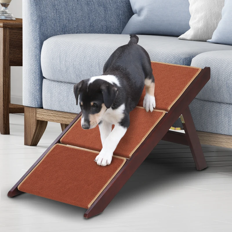 PawHut Wooden 2-in-1 Portable Folding Safety Pet Stairs / Ramp for Dogs and Cats