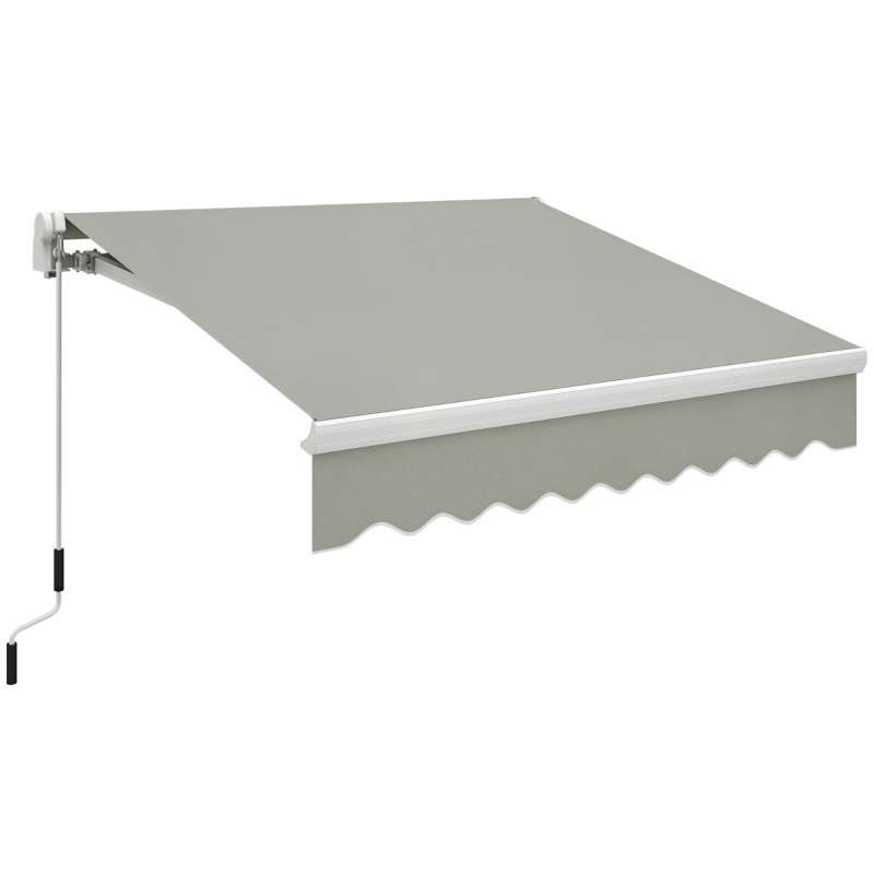 Outsunny 8'x7' Patio Awning Manual Retractable Sun Shade Outdoor Deck Canopy Shelter, Light Grey
