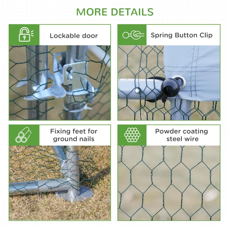 PawHut Large Chicken Coop Metal Chicken Run for Chickens with Waterproof and Anti-U Cover, Spire Shaped Walk in Fence Cage Hen House for Outdoor and Yard Farm Use, 1.26" Dia, 9.8' x 13.1' x 6.4'