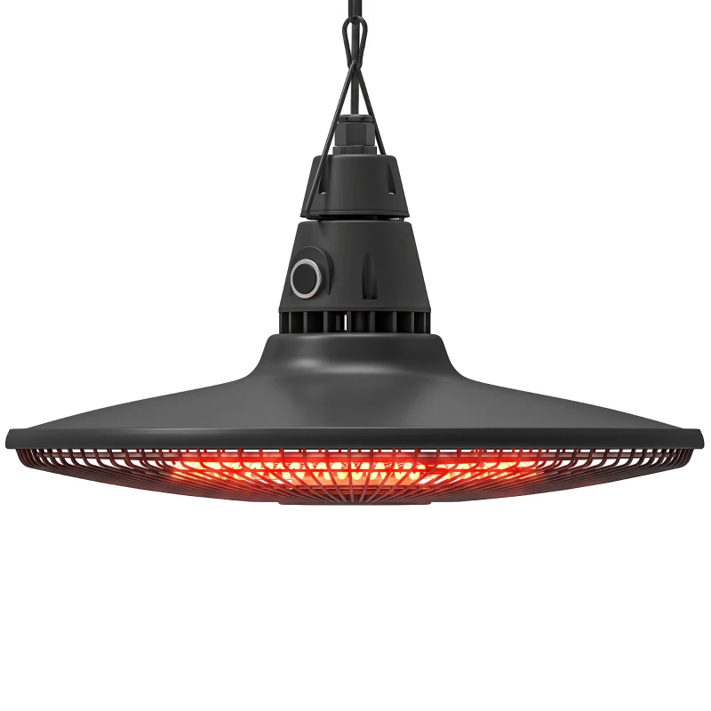 Outsunny 1500W Electric Patio Heater, IP65 Hanging Infrared Outdoor Heater with Carbon Fiber Tube, Remote Control, Black