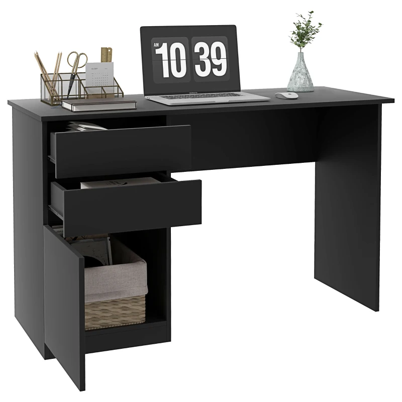 HOMCOM Computer Desk with Storage, PC Table with Drawers and Cabinet for Home Office, Study Room, Black