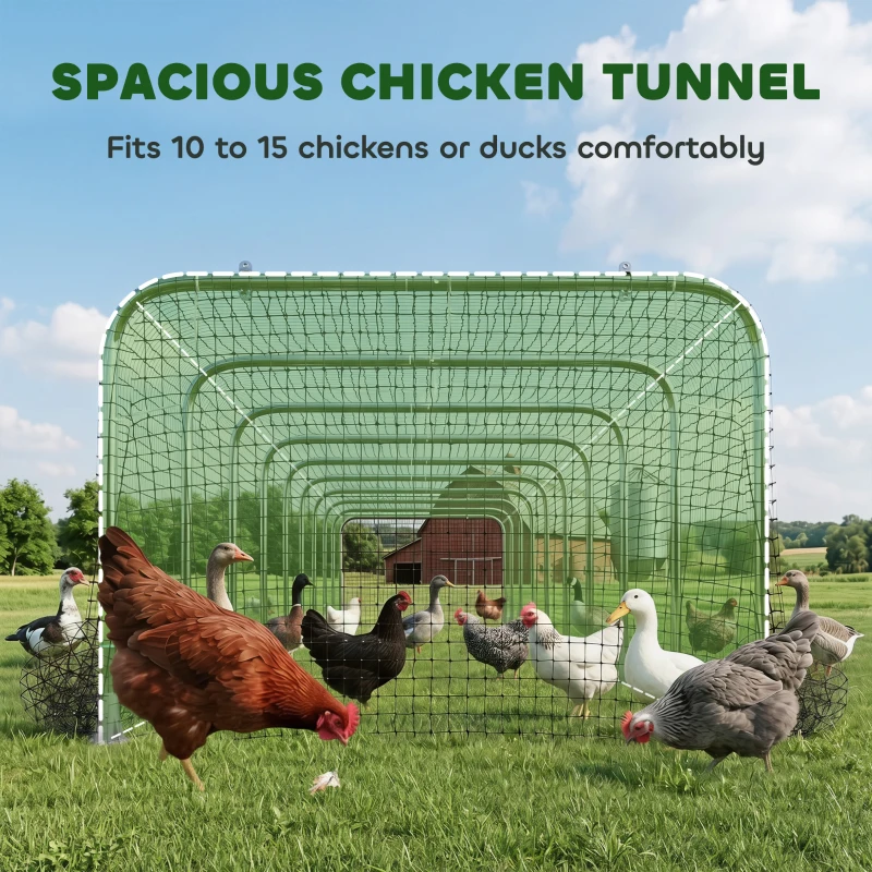 PawHut Extra Long Chicken Tunnel for Outside, 354" x 39" Galvanized Steel Chicken Run for 10-15 Chickens or Ducks